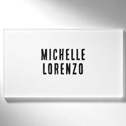 Badge D'identification Professionnel Moderne Simple Nom Uni Noir Blanc (Devant)