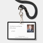 Badge d'identification professionnel noir avec cod (Avant avec lanière)