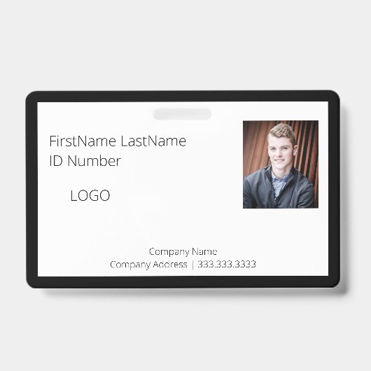 Badge d'identification professionnel noir avec cod (Avant)