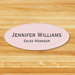 Badge D'identification Professionnel Pastel Pink Bureau Affaires Magnétiq