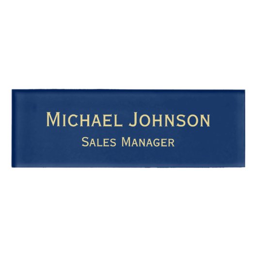 Badge D'identification Professionnel Personnalisé Marine Bleu Or magnétiq (Devant)