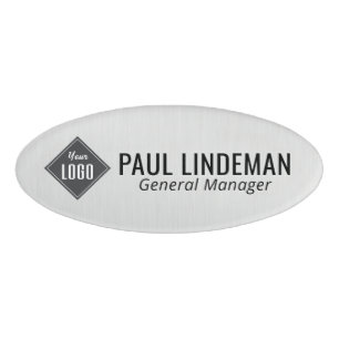 Badge D'identification Professionnel Silver Chrome Entreprise Logo Employ