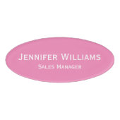 Badge D'identification Professionnel Tendance rose Bureau Affaires Magnét (Devant)