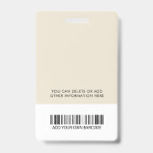 Badge d'identification professionnelle personnalis (Arrière)