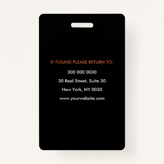 Badge d'identification professionnelle personnalis (Dos)