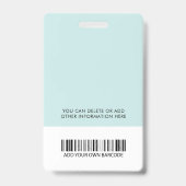 Badge d'identification professionnelle sarcelle pe (Arrière)