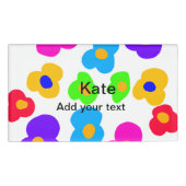 Badge D'identification Rainbow flower pride amour ajouter nom texte lqbtq (Devant)