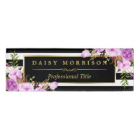 Rayures florales pourpres chiques de blanc de noir