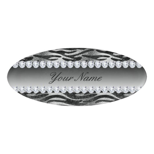 Badge D'identification Rayures noires de zèbre d'aluminium de Faux sur (Devant)