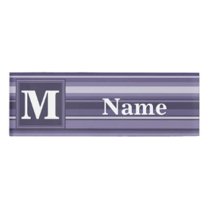 Badge D'identification Rayures violettes de cuir monogramme