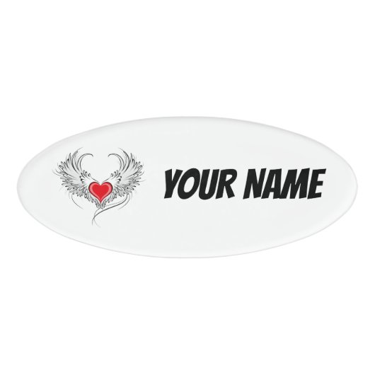 Badge D'identification Red Angel Coeur avec ailes (Devant)