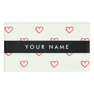Badge D'identification Red Hearts Motif, Amour, Votre Nom, Personnaliser