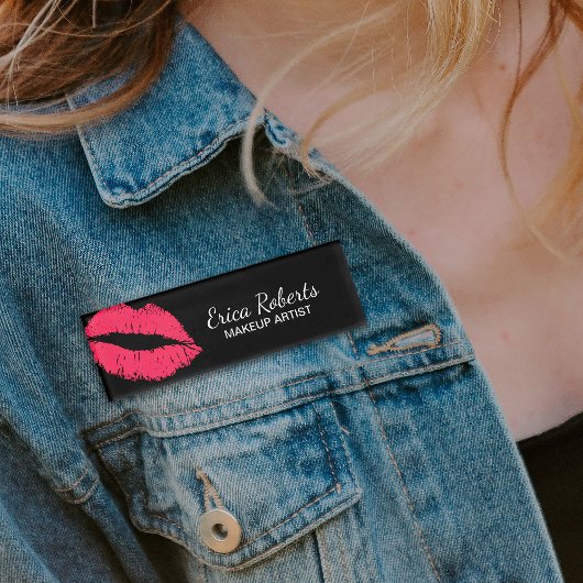 Badge D'identification Red Lips Kiss Maquillage Artiste Beauté Salon