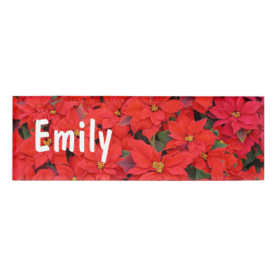 Badge D'identification Red Poinsettias I Christmas Holiday Floral Photo