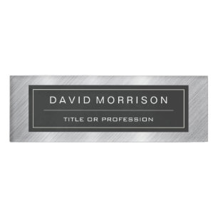 Badge D'identification Regard professionnel argenté métallique balayé