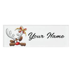 Badge D'identification Reindeer Puzzled drôle Caractère de Noël