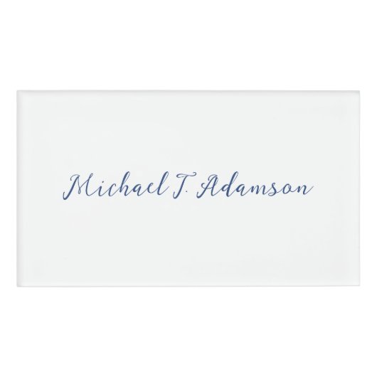 Badge D'identification Retro Style Elegant Plain White Calligraphy Name (Devant)