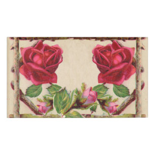 Badge D'identification Rose ancienne vintage rustique victorienne antique