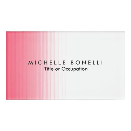 Badge D'identification Rose Blanc Minimaliste Feminine Plaine Moderne (Devant)