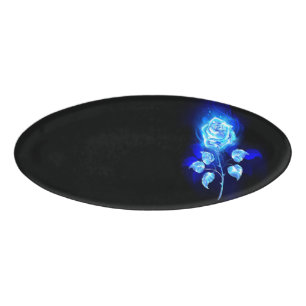 Badge D'identification Rose bleu brûlant