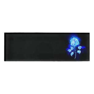 Badge D'identification Rose bleu brûlant