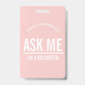 Badge d'identification rose blush Demandez-moi, je (Arrière)
