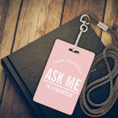 Badge d'identification rose blush Demandez-moi, je