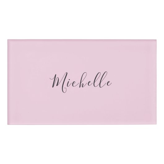 Badge D'identification Rose Clair Professionnel Écriture Manuscrite Class (Devant)