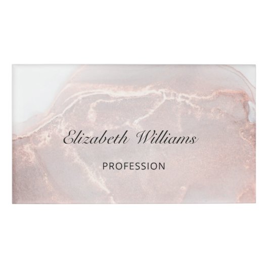 Badge D'identification Rose Gold Encre Marbre (Devant)