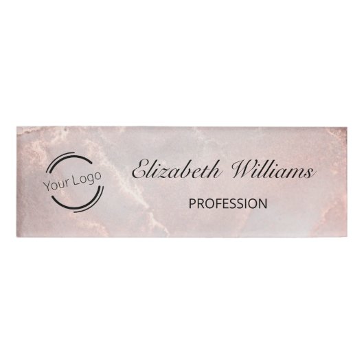 Badge D'identification Rose Gold Encre Marbre (Devant)