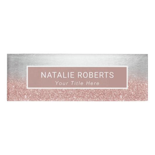 Badge D'identification Rose Gold & Silver Maquillage Artiste Salon des ch (Devant)