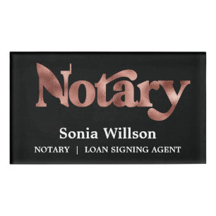 Badge D'identification Rose Noir Chic moderne Noir Notaire Signature de p