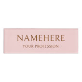 Badge D'identification Rose Pâle Élégant Simple Minimal Moderne (Devant)