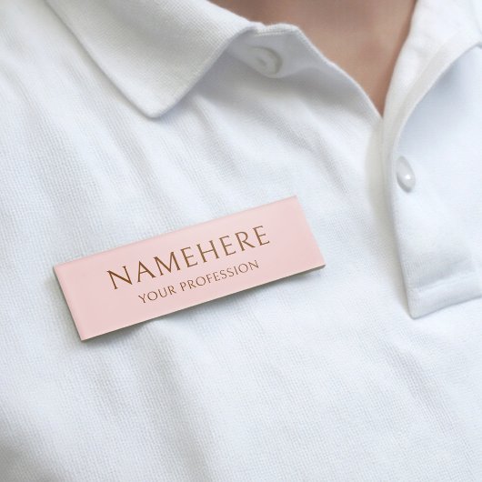 Badge D'identification Rose Pâle Élégant Simple Minimal Moderne