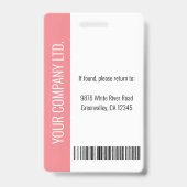 Badge d'identification rose pour employé d'entrepr (Arrière)