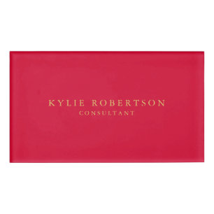 Badge D'identification Rouge Cerise & Or Couleurs Professionnel Tendance