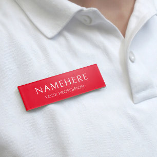 Badge D'identification Rouge Clair Élégant Simple Minimaliste Moderne