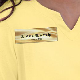 Badge D'identification Ruban doré de luxe professionnel texte noir