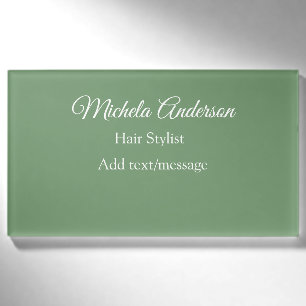 Badge D'identification Sage vert cheveux styliste ajouter nom contact sit