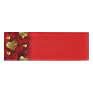 Badge D'identification Saint-Valentin dorés et rouges