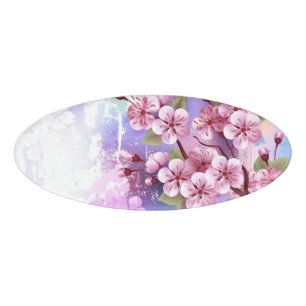 Badge D'identification Sakura rose sur la peinture Arrière - plan