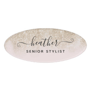 Badge D'identification Salon d'Parties scintillant en rose et en or