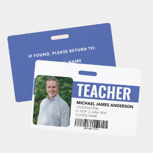 Badge d'identification scolaire de professeur
