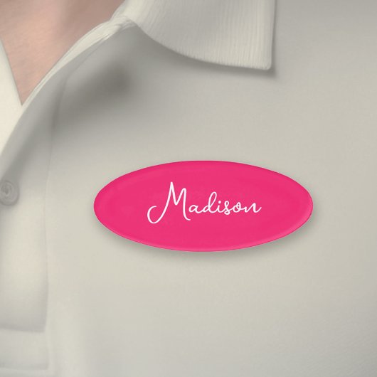 Badge D'identification Script de prénom rose chaud