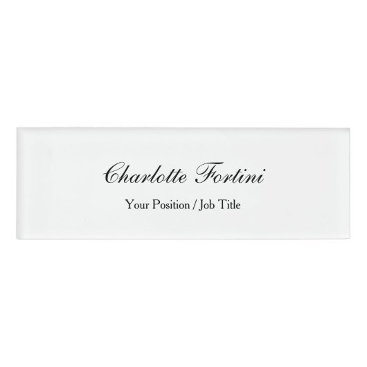 Badge D'identification Script minimaliste d'écriture manuscrite classique (Devant)