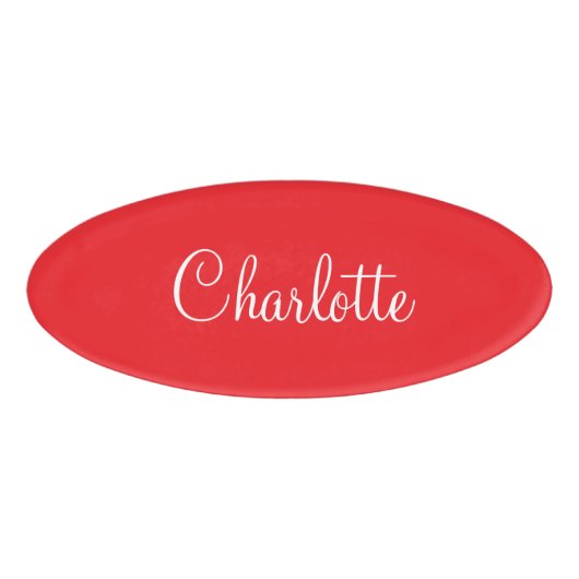 Badge D'identification Script simple élégant prénom Red Business (Devant)