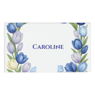 Badge D'identification Sérénité en Fleur Pastel Tulip Floral Maison Décor