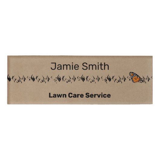 Badge D'identification Service professionnel de pelouse kaki et noir (Devant)