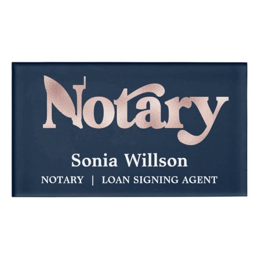 Badge D'identification Signature d'un prêt public de notaire de Rose mode (Devant)