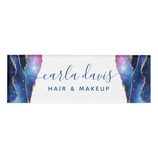 Badge D'identification Signature Script Agate Galaxy Céleste Stars (Devant)